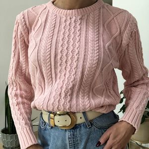 Vintage 80s 90s LL Bean baby pink sweater